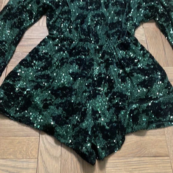 Maje Green and Black Sequin Romper - Picture 6 of 7